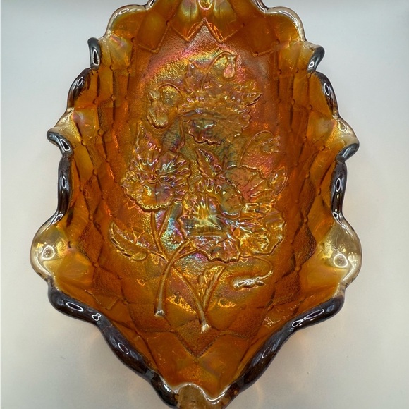 Imperial Glass Vintage Pansy Marigold Carnival Glass Dish - Picture 4 of 9